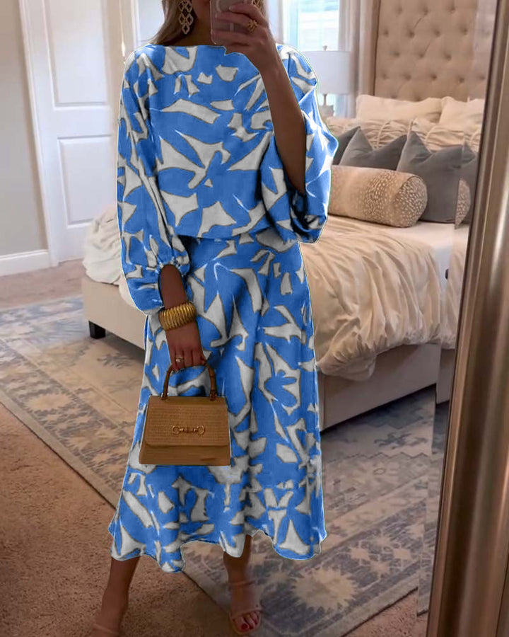 Ashley™ | Two-Piece Printed Set with Lantern Sleeves