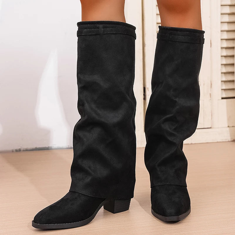 Kimara™ |  Leather Knee High Boots With Side Zipper