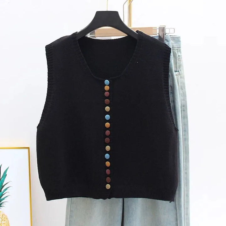 THE MARIBEL | COLOR-BUTTON KNIT VEST