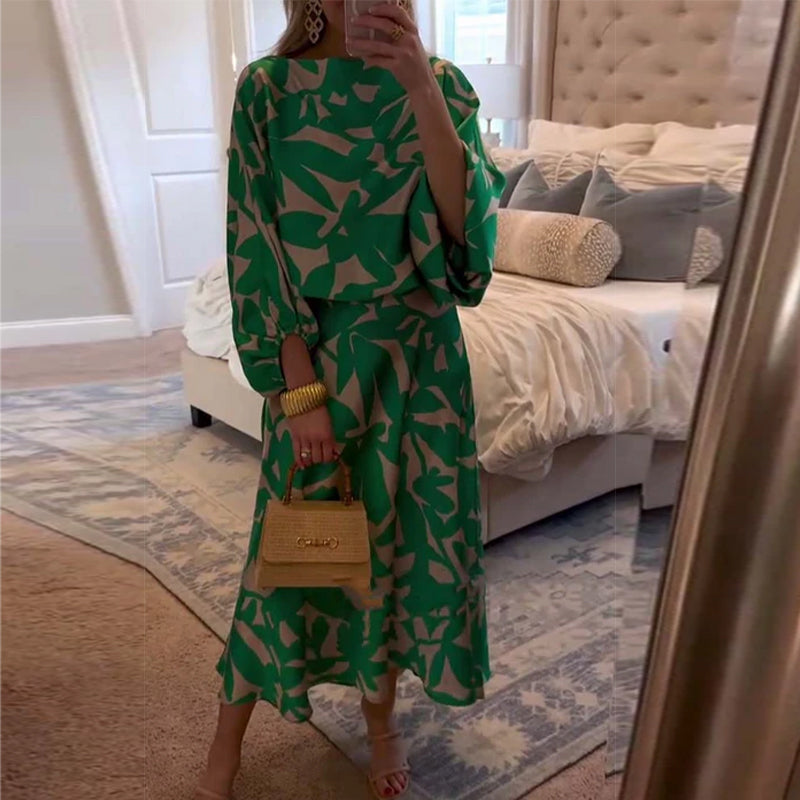 Ashley™ | Two-Piece Printed Set with Lantern Sleeves